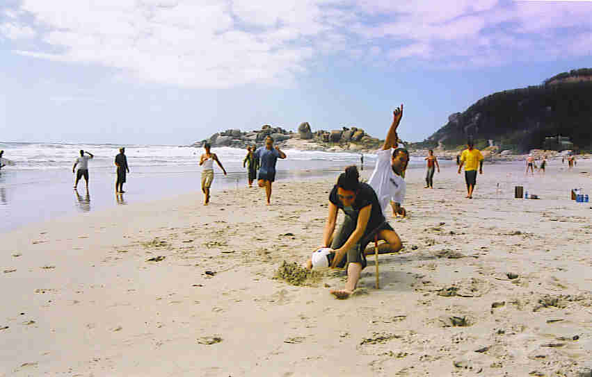 Playing on the beach