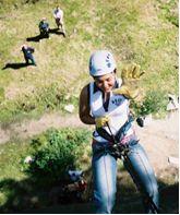 Abseiling down a mountain