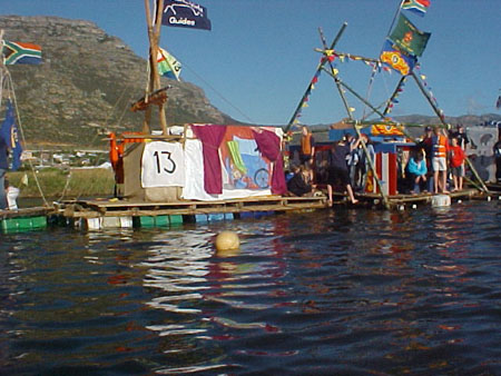 Some rafts floating on water